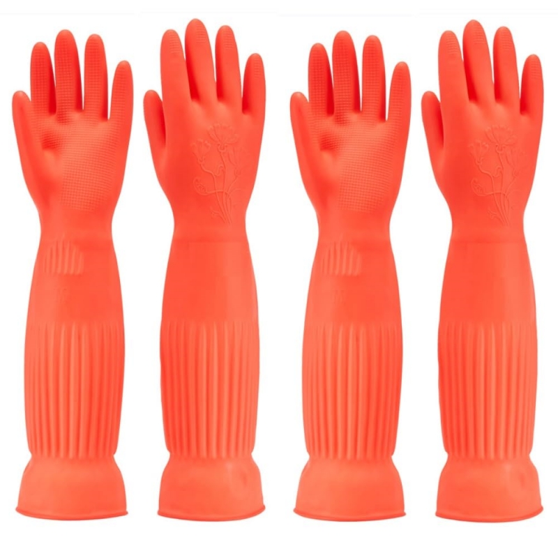 Commercial Kitchen Gloves - 1쌍의 긴 실리콘 설거지 장갑, 고무