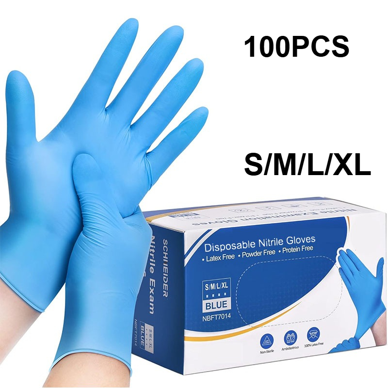 Commercial Kitchen Gloves - 10-100PCS 블루 니트릴 일회용 장갑 라텍스