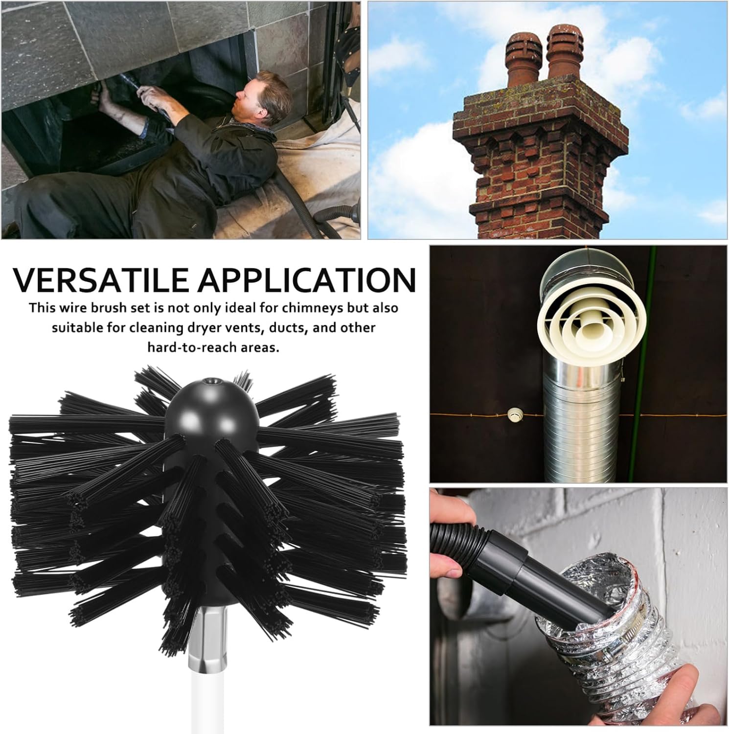 Commercial Kitchen Ventilation - 4인치 브러시 헤드와 유연한 연장 막대가