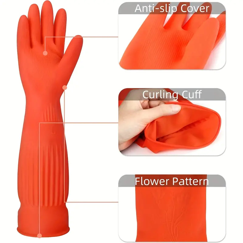 1쌍의 긴 실리콘 설거지 장갑, 고무 설거지 장갑 스크 - Commercial Kitchen Gloves 리뷰 및 가격