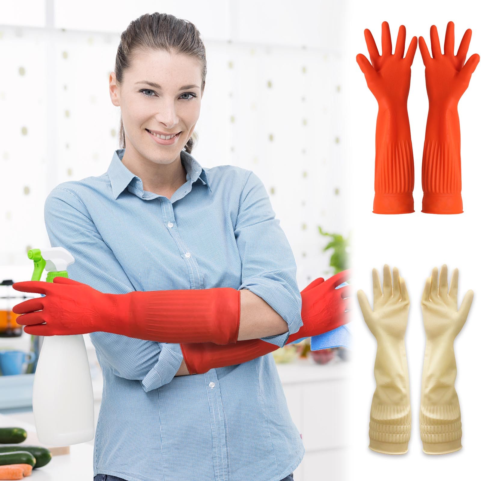 1 쌍 유연한 편안한 고무 깨끗한 장갑 빨간 접시 세척 - Commercial Kitchen Gloves 리뷰 및 가격