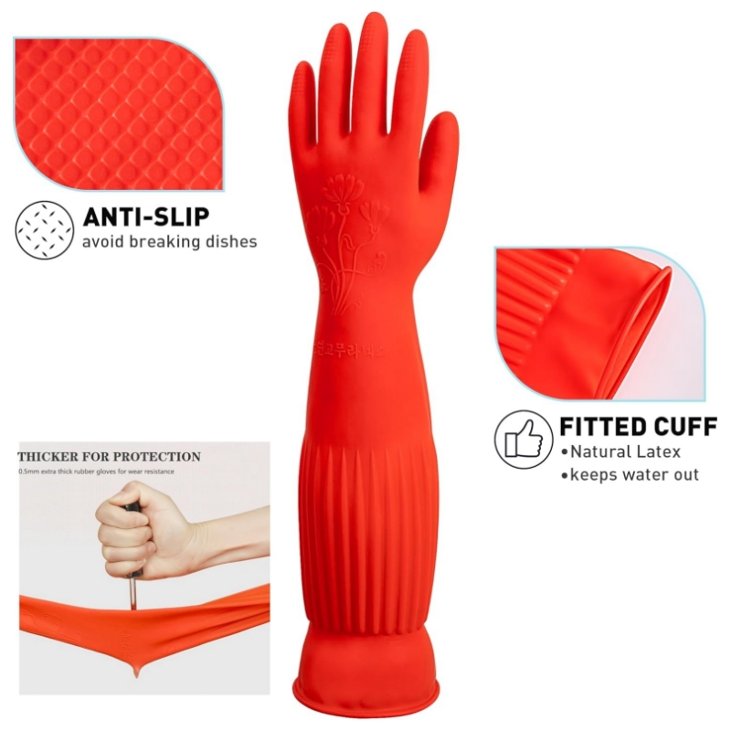 45CM 초장형 고무 청소 장갑 미끄럼 방지 재사용 가 - Commercial Kitchen Gloves 리뷰 및 가격