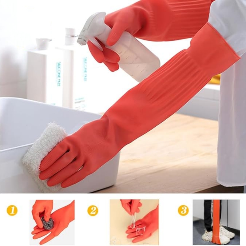 45CM 초장형 고무 청소 장갑 미끄럼 방지 재사용 가 - Commercial Kitchen Gloves 리뷰 및 가격