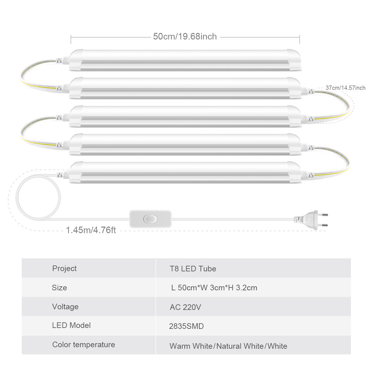 AC220V EU 플러그 T8 LED 튜브 라이트 25 - Commercial Kitchen Ceiling 리뷰 및 가격