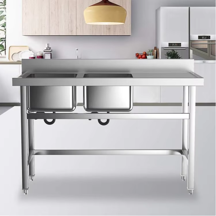 상업용 호텔 주방기기 이중볼 스테인리스 싱크대 작업대  - Commercial Kitchen Sink 리뷰 및 가격